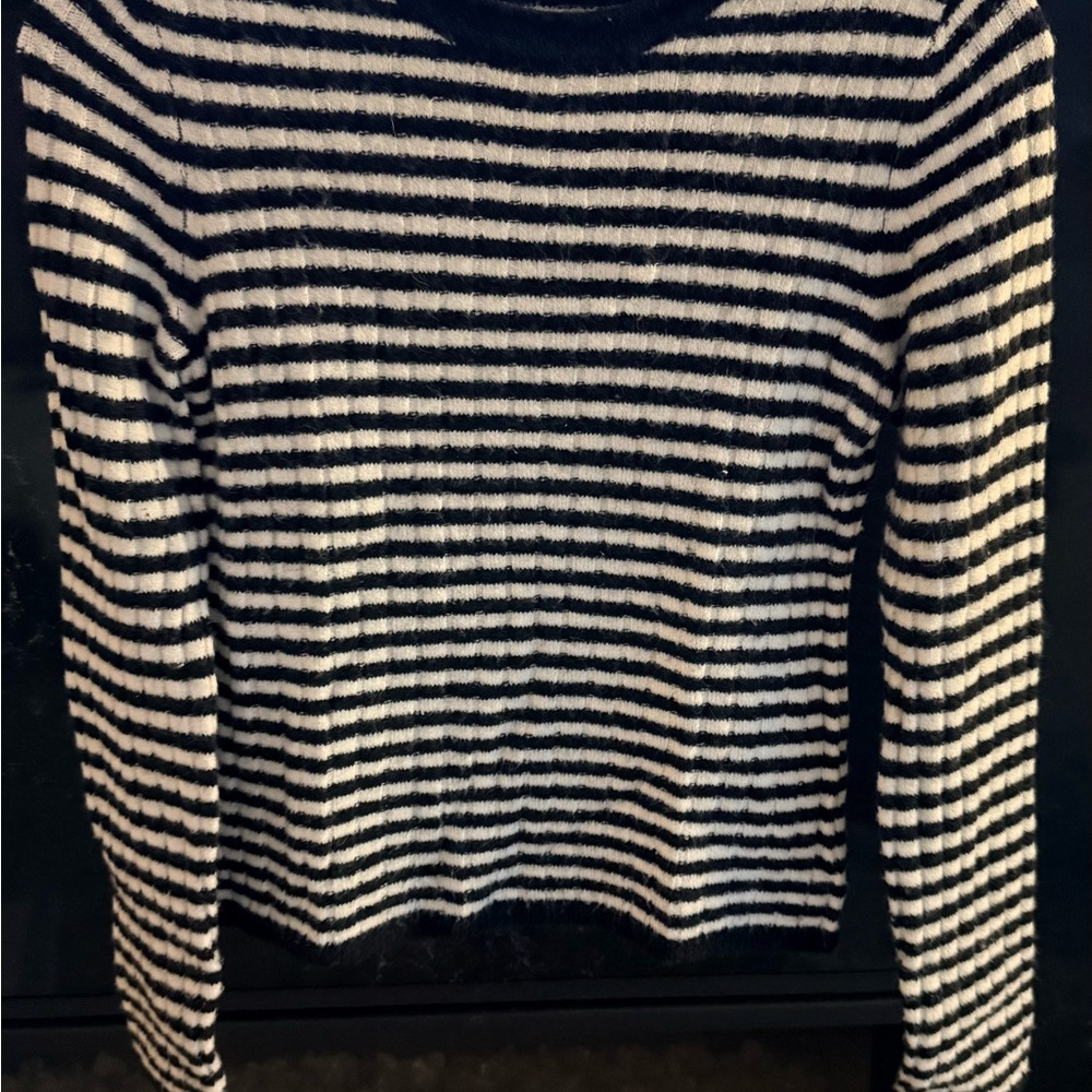 Madewell Classic Black and White Striped Crew Neck Sweater